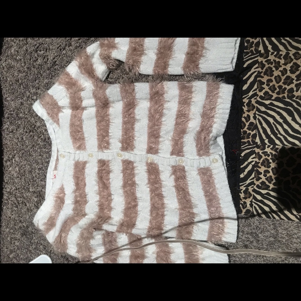 Fuzzy striped sweater